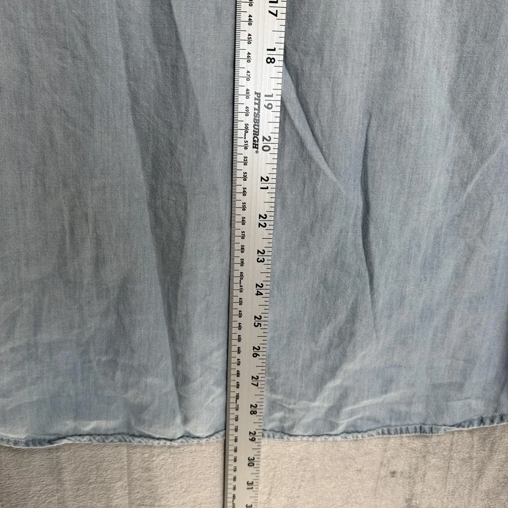 Lucky Brand Shirt Womens Small Blue Chambray Henley Tunic Top Long Sleeve‎